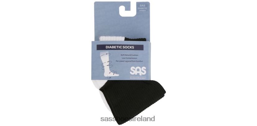 Women SAS Diabetic QTR Crew Socks Cozy X88N24475 Black