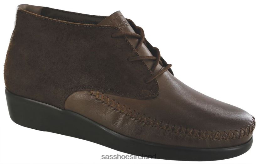 Women SAS Kich Lace Up Ankle Boot Versatile X88N24438 Mahogany