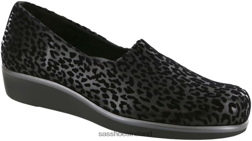 Women SAS Bliss Slip On Wedge Versatile X88N24249 Black Leopard