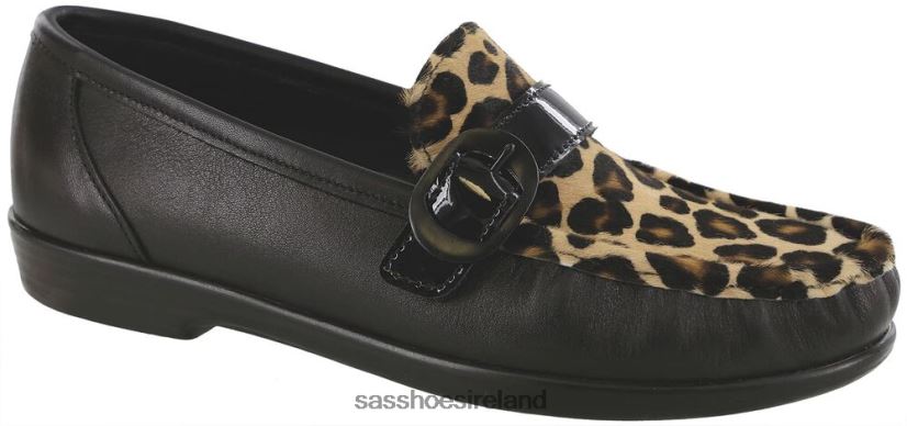 Women SAS Lara Slip On Loafer Versatile X88N24245 Black/Leopard