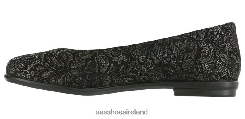 Women SAS Scenic Ballet Flat Versatile X88N24217 Black Lace