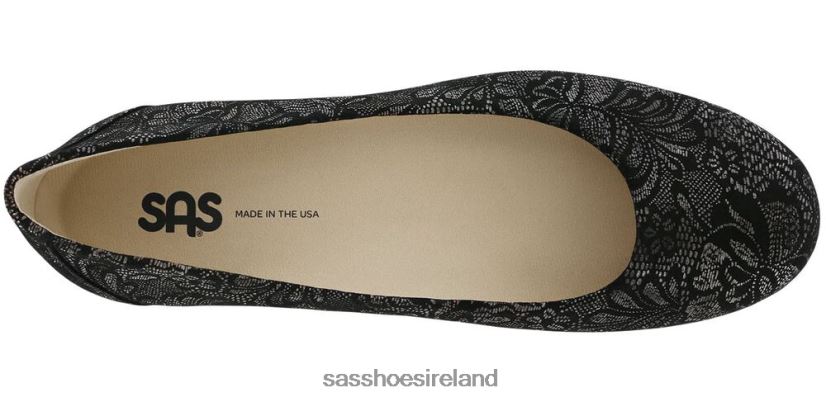 Women SAS Scenic Ballet Flat Versatile X88N24217 Black Lace