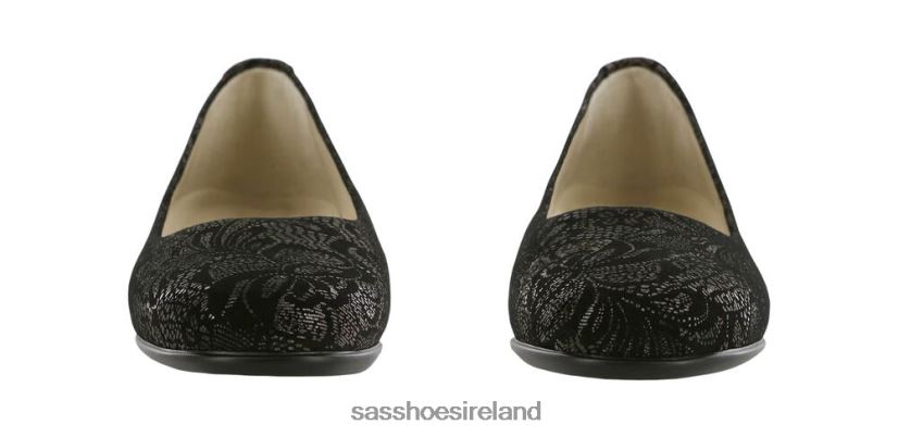Women SAS Scenic Ballet Flat Versatile X88N24217 Black Lace