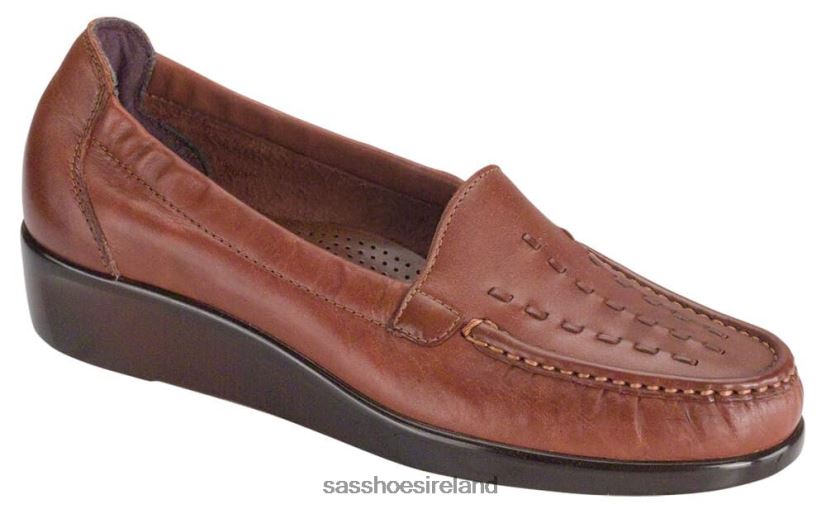 Women SAS Weave Slip On Loafer Versatile X88N24224 Chestnut