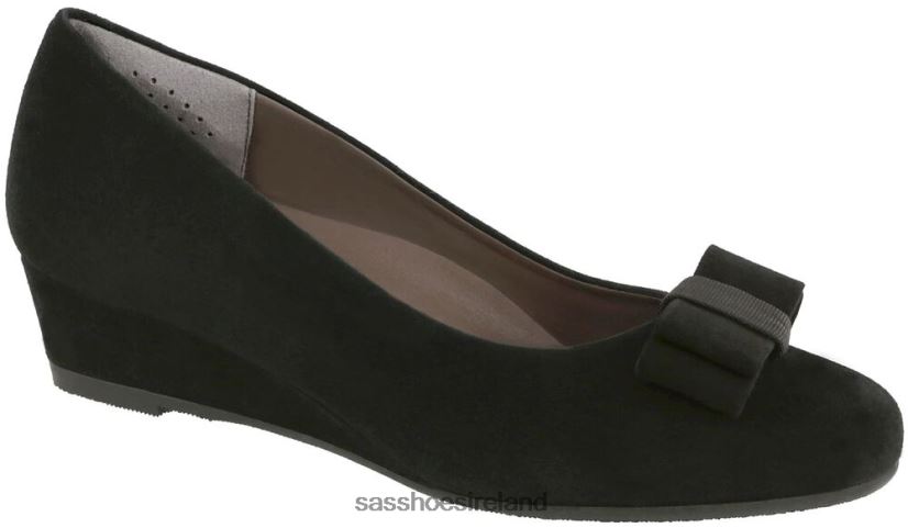 Women SAS Audrey Wedge Pump Inspired X88N24412 Black Suede