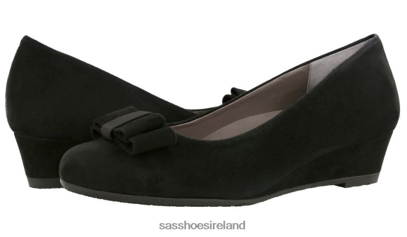 Women SAS Audrey Wedge Pump Inspired X88N24412 Black Suede