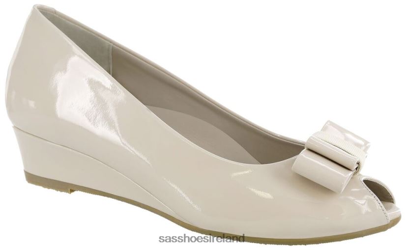 Women SAS Ava Peep Toe Wedge Inspired X88N24400 Bone Patent