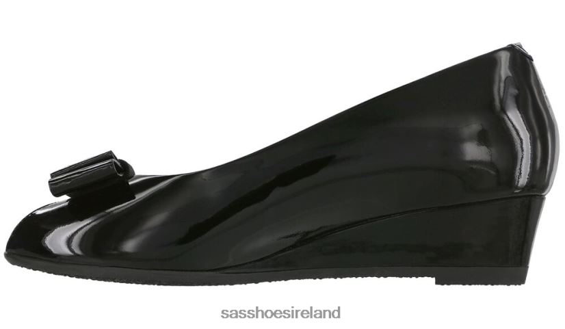 Women SAS Ava Peep Toe Wedge Inspired X88N24401 Black Patent