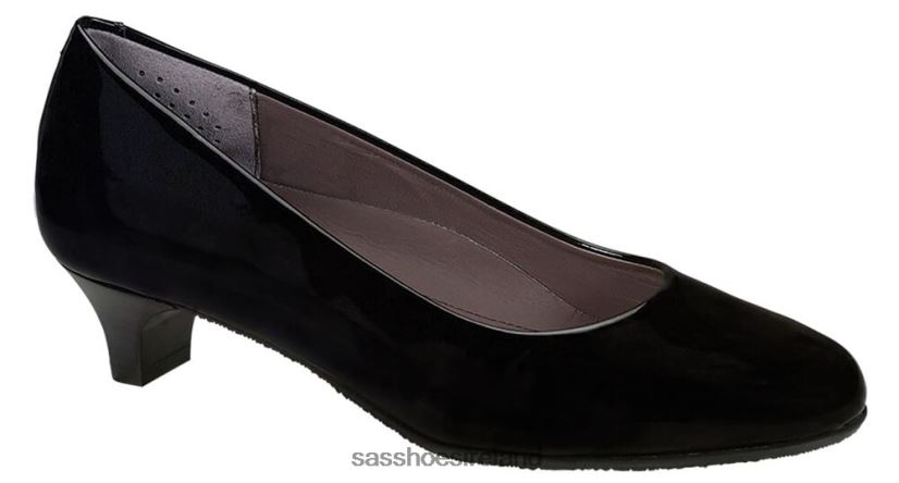 Women SAS Elaine Kitten Heel Inspired X88N24343 Black Patent