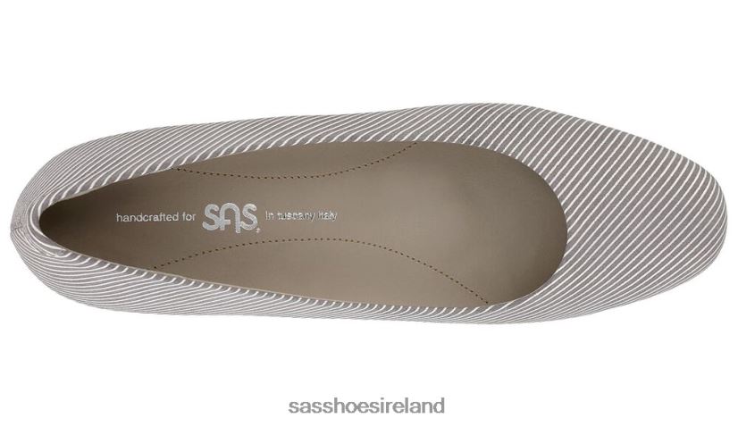 Women SAS Elaine Kitten Heel Inspired X88N24371 Taupe Stripe