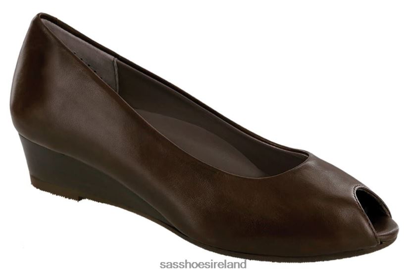 Women SAS Scarlett Peep Toe Wedge Inspired X88N24374 Brown