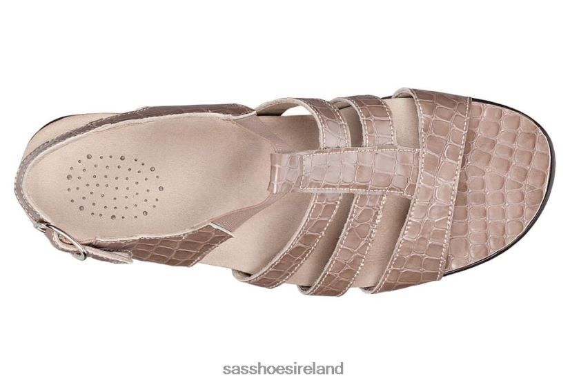 Women SAS Allegro Heel Strap Sandal Versatile X88N24120 Taupe Croc
