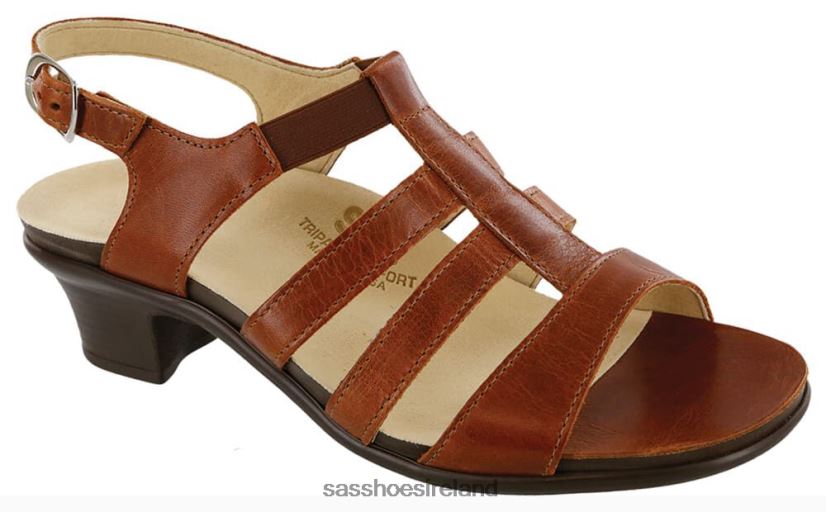 Women SAS Allegro Heel Strap Sandal Versatile X88N24124 Chestnut
