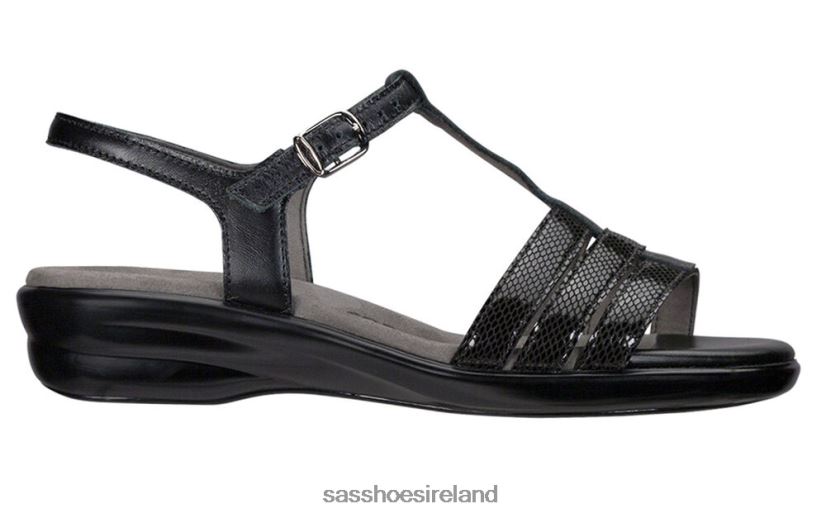Women SAS Capri T-Strap Sandal Versatile X88N24145 Black Snake