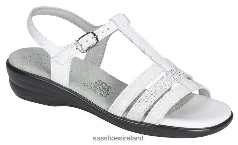 Women SAS Capri T-Strap Sandal Versatile X88N24146 White Multi