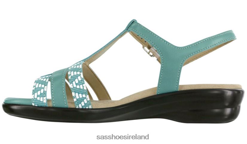 Women SAS Capri T-Strap Sandal Versatile X88N24147 Turquoise/Chevron