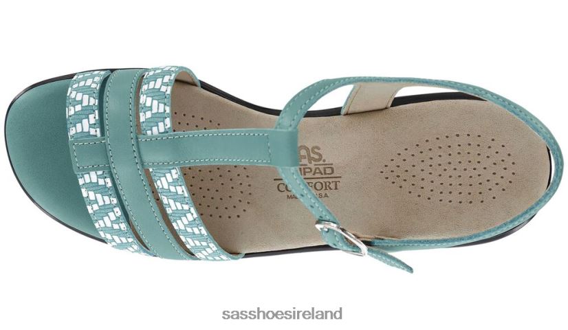 Women SAS Capri T-Strap Sandal Versatile X88N24147 Turquoise/Chevron
