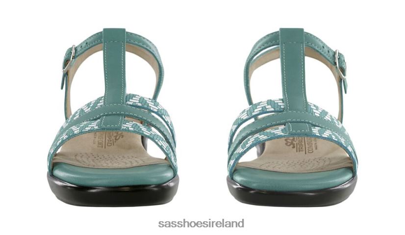 Women SAS Capri T-Strap Sandal Versatile X88N24147 Turquoise/Chevron