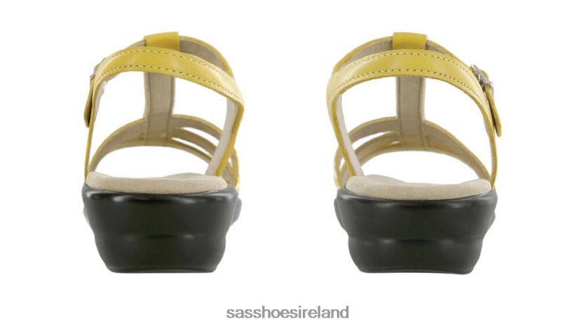 Women SAS Capri T-Strap Sandal Versatile X88N24148 Yellow/Chevron
