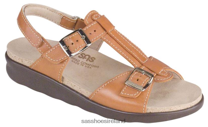 Women SAS Captiva T-Strap Sandal Versatile X88N24151 Caramel