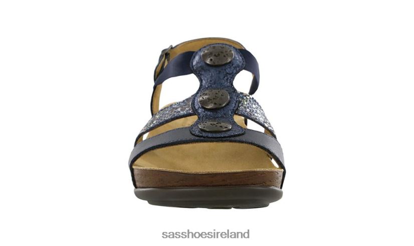 Women SAS Clover T-Strap Sandal Versatile X88N24159 Navy Multi