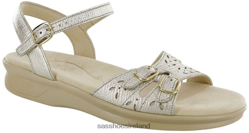 Women SAS Duo Quarter Strap Sandal Versatile X88N2488 Gold Linen