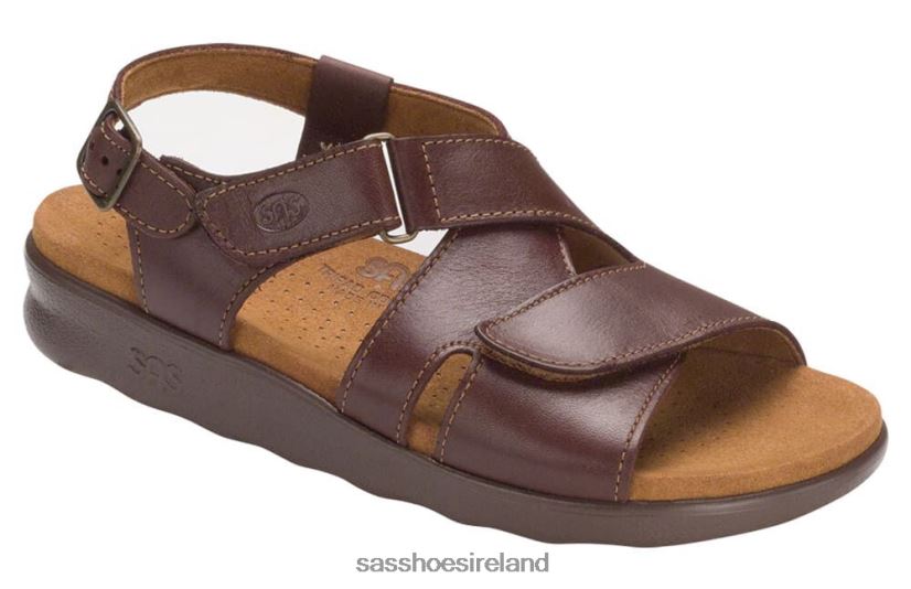 Women SAS Huggy Cross Strap Sandal Versatile X88N24165 Cinnamon