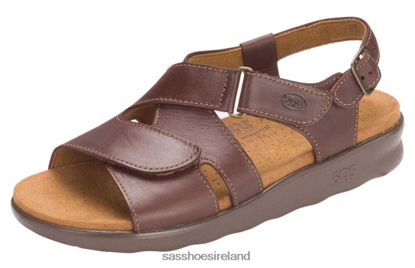 Women SAS Huggy Cross Strap Sandal Versatile X88N24165 Cinnamon