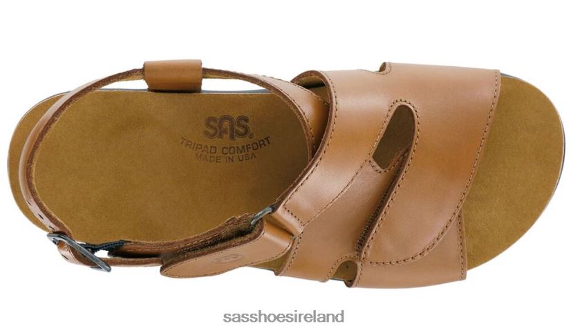 Women SAS Huggy Cross Strap Sandal Versatile X88N24166 Caramel