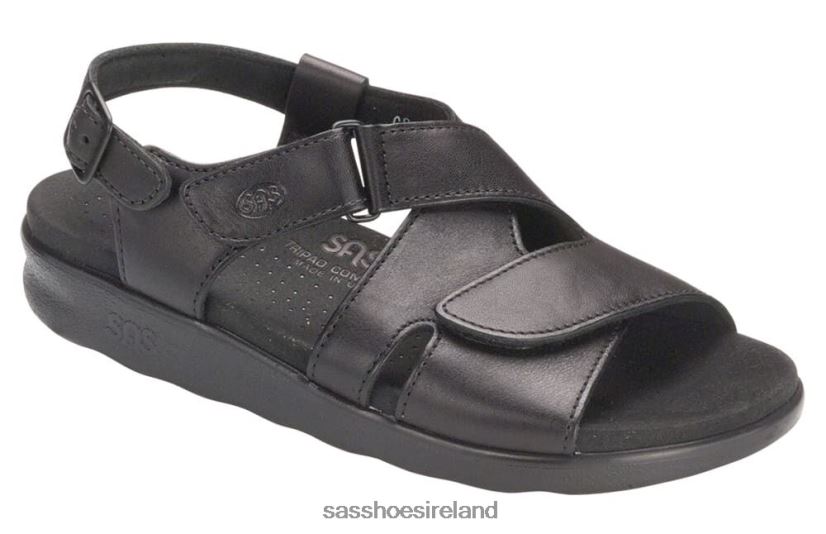 Women SAS Huggy Cross Strap Sandal Versatile X88N24167 Black