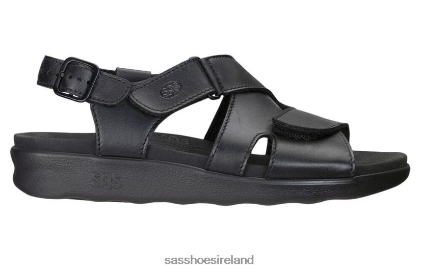 Women SAS Huggy Cross Strap Sandal Versatile X88N24167 Black