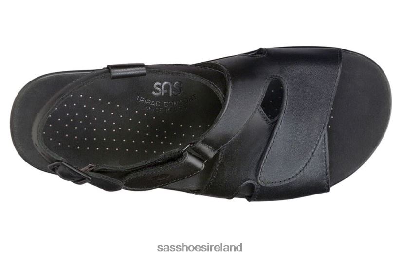 Women SAS Huggy Cross Strap Sandal Versatile X88N24167 Black