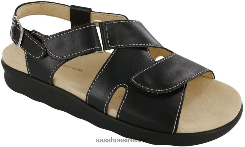 Women SAS Huggy Cross Strap Sandal Versatile X88N24169 Nero