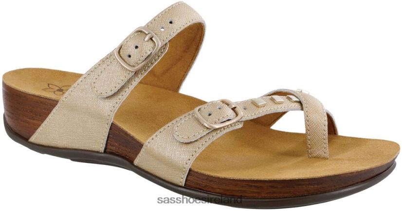 Women SAS Jett Toe Loop Slide Sandal Versatile X88N24134 Metallic Gold