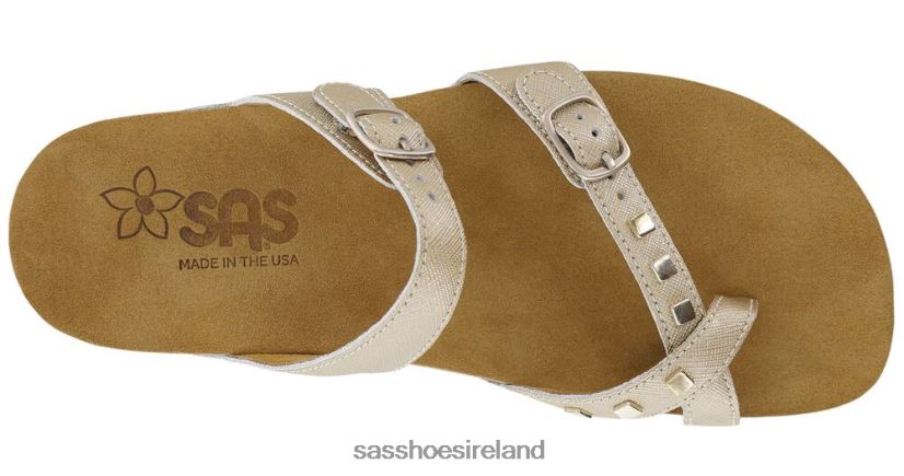 Women SAS Jett Toe Loop Slide Sandal Versatile X88N24134 Metallic Gold