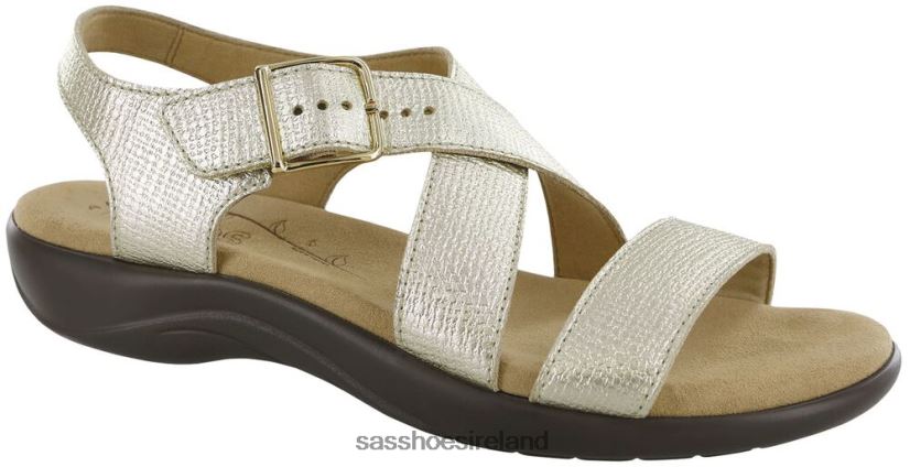 Women SAS Laguna Cross Strap Sandal Versatile X88N24170 Gold Linen