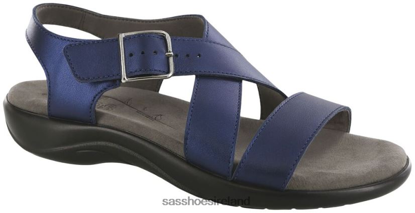 Women SAS Laguna Cross Strap Sandal Versatile X88N24172 Blue Perlato