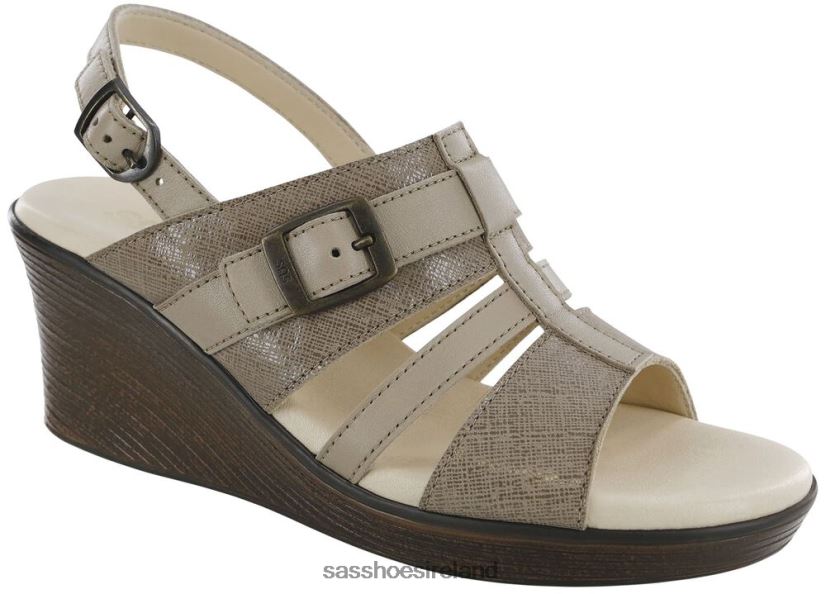 Women SAS Layla T-Strap Wedge Sandal Versatile X88N24161 Fog/Taupe