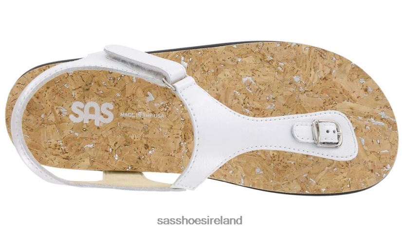 Women SAS Marina T-Strap Sandal Versatile X88N24141 Pearl White