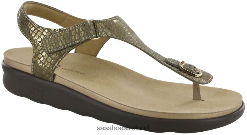 Women SAS Marina T-Strap Sandal Versatile X88N24142 Olive Gold