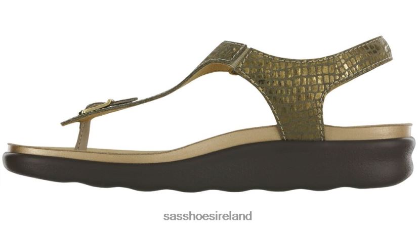 Women SAS Marina T-Strap Sandal Versatile X88N24142 Olive Gold