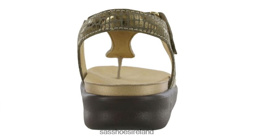 Women SAS Marina T-Strap Sandal Versatile X88N24142 Olive Gold