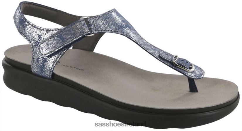 Women SAS Marina T-Strap Sandal Versatile X88N24143 Silver Blue