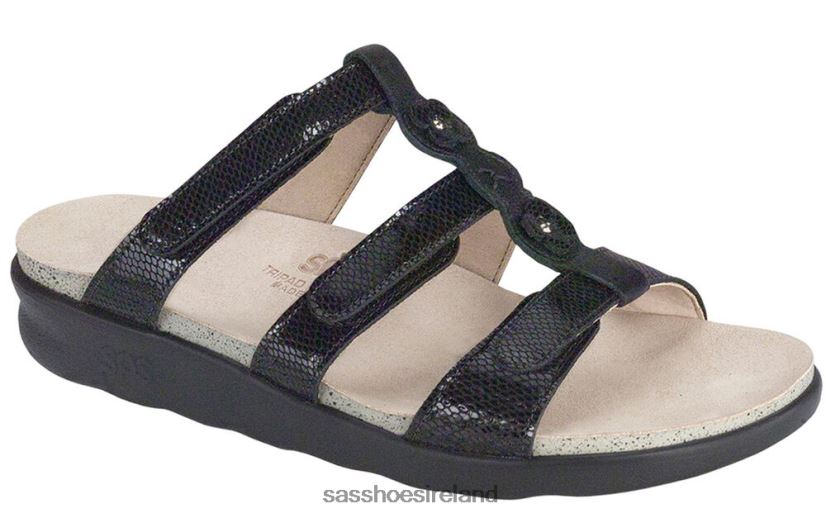 Women SAS Naples Slide Sandal Versatile X88N24131 Black Snake