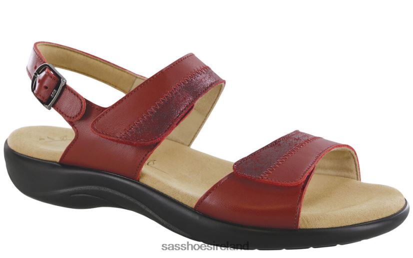 Women SAS Nudu Heel Strap Sandal Versatile X88N24100 Ruby/Cabernet