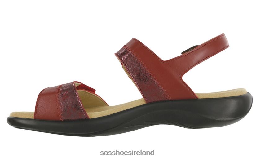 Women SAS Nudu Heel Strap Sandal Versatile X88N24100 Ruby/Cabernet