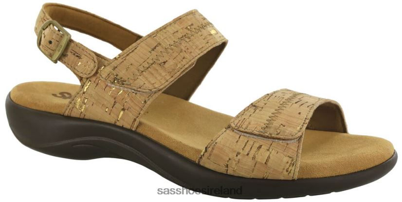Women SAS Nudu Heel Strap Sandal Versatile X88N2493 Golden Cork