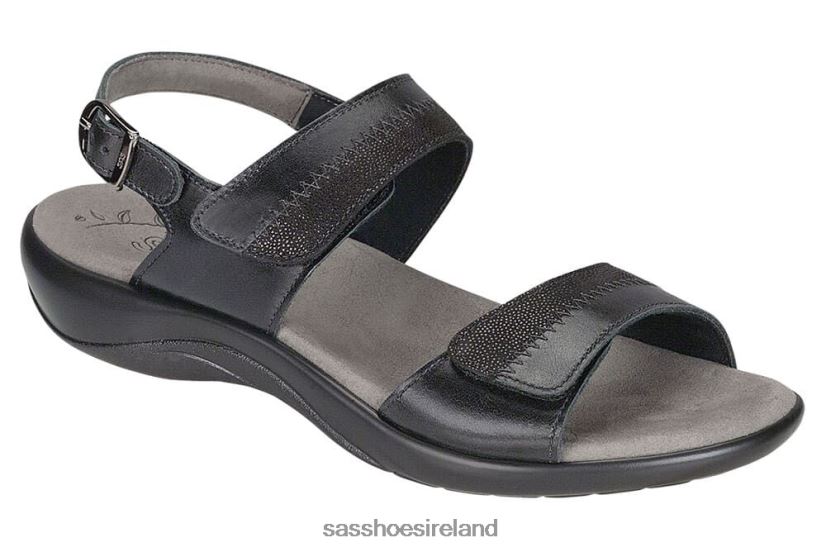 Women SAS Nudu Heel Strap Sandal Versatile X88N2494 Midnight