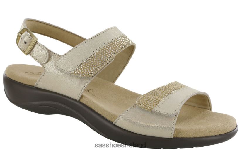 Women SAS Nudu Heel Strap Sandal Versatile X88N2499 Golden
