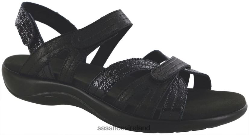 Women SAS Pier Heel Strap Sandal Versatile X88N2461 Black Sand